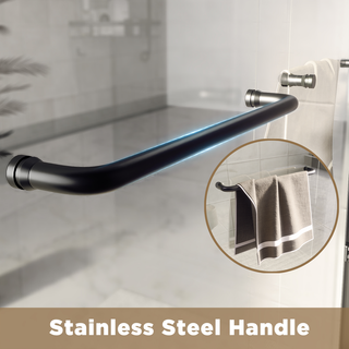 56-60" W × 60" H Tempered Glass with Explosion Proof Film, Aluminum Frame Double Sliding Shower Door, "1/4 (6 mm), Stainless Steel handle, Matte Black Dweva