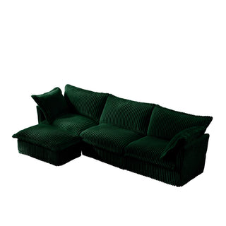 Slipcovered Fluffy Sofa - 3 Seat with Ottoman Dweva