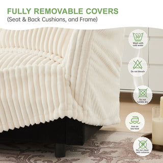 Slipcovered Fluffy Sofa - 2 Seat Dweva
