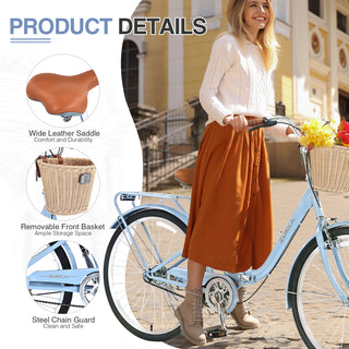 26 Inch Single Speed Folding Lady Bike , Durable Steel Frame,Compact Design for Easy Storage and Commuting Dweva