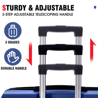 Hardshell Luggage, Lightweight Durable ABS Suitcases with Double Wheels, Expandable 28-inch Checked Luggage 28" (Blue) Dweva