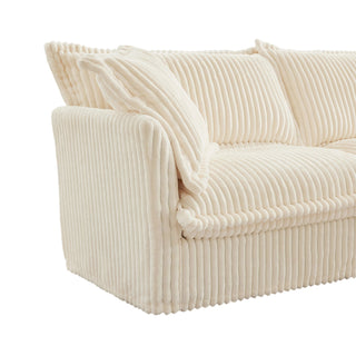 Slipcovered Fluffy Sofa - 4 Seat with 2 Ottoman Dweva