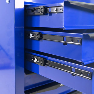7 Drawers Multifunctional Tool Cart with Wheels,Metal Rolling Tool Cart Storage for Garage Workshop Warehouse Repair Shop--With Stainless Steel Roof- BLACK&BLUE Dweva