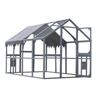 Outdoor Chicken Coop Enclosures 110" Large Kitten Playpen ,Upgrade Waterproof Cover-GREY Dweva