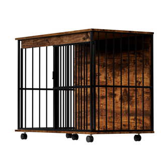 Dog Crate Furniture , Large Dog Cage Furniture with Tray for Medium Large Dogs, Wooden Dog Kennel Furniture Dweva