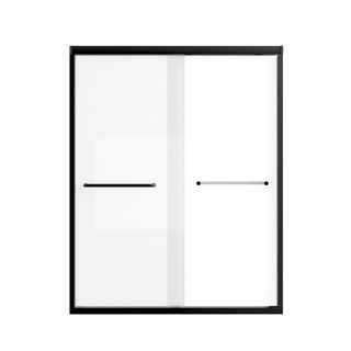 44-48" W × 72" H Tempered Glass with Explosion Proof Film, Aluminum Frame Double Sliding Shower Door, "1/4 (6 mm), Stainless Steel handle, Matte Black Dweva