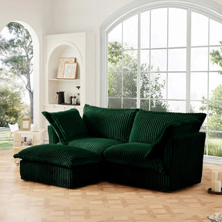 Slipcovered Fluffy Sofa - 2 Seat with Ottoman Dweva
