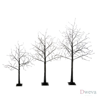 3 Pac Halloween Spooky Tree with Purple Lights, 4FT 5FT and 6FT, Lighted Black Tree for Halloween Decoration Dweva