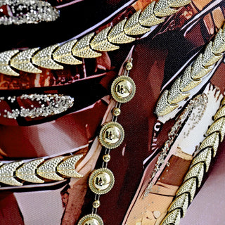 African American Woman Canvas Wall Art Black Girl with Curly Hair Sunglasses Orange Headwrap Earrings and Necklaces Modern Afrocentric Decor for Living Room Bedroom Office decorative picture Dweva