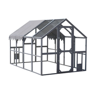 Outdoor Chicken Coop Enclosures 110" Large Kitten Playpen ,Upgrade Waterproof Cover-GREY Dweva