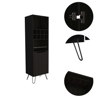Sheffield H Bar Cabinet, Eight Bottle Cubbies, Two Glass Shelves Dweva
