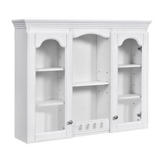 Wall Mounted Medicine Cabinet, Bathroom Wall Cabinet with 2 Glass Doors, Over The Toilet Space Saver Storage Cabinet with Ample Storage, White Dweva