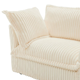 Slipcovered Fluffy Sofa - 2 Seat with Ottoman Dweva