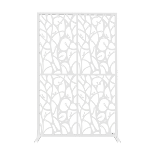 Metal Privacy Screens W3.8Ft X H6Ft Outdoor and Indoor Divider with Free Standing Decorative Privacy Screen for Balcony Patio Garden Room Divider, White Bird Shape Dweva