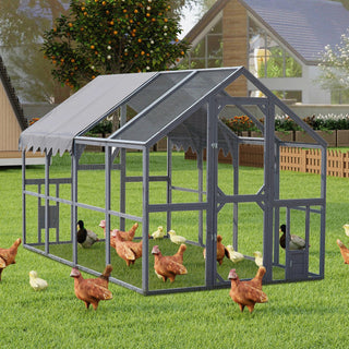 Outdoor Chicken Coop Enclosures 110" Large Kitten Playpen ,Upgrade Waterproof Cover-GREY Dweva