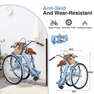 26 Inch Single Speed Folding Lady Bike , Durable Steel Frame,Compact Design for Easy Storage and Commuting Dweva