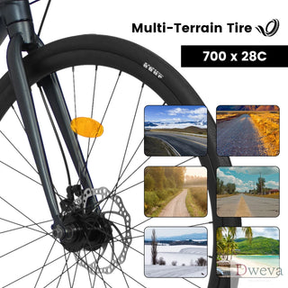 A28320R 700Cx28 Road Bike, Lightweight Aluminum Frame, Disc Brakes, 16-Speed, Fast Acceleration, Suitable for Men and Women, Ideal for High-Intensity Riding Dweva