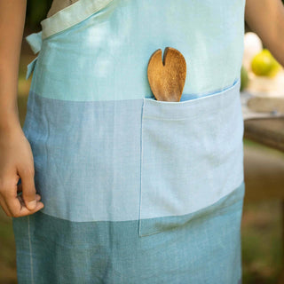 Waffle Blue Cotton Kitchen Apron - Stylish, Durable & Comfortable Kitchen Wear Dweva