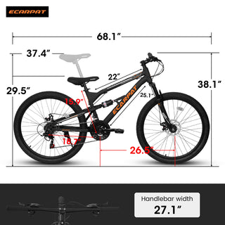 A26207 26 Inch Steel Frame Shock Fork Plus Shock Absorber 21-speed Unisex Mountain Bike Dweva