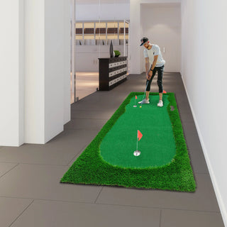 10x5 FT Golf Putting Green, Golf Training Mat with High-quality Turf, 3 Holes, 3 Flags and Cups for Indoor Outdoor Dweva