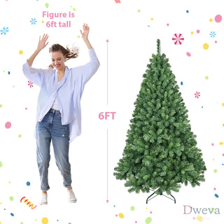 7FT PVC Christmas Tree with 380 WiFi Music Sync LED Lights – App Control, 1339 Tips, Hinged Branches, Dual-Color Effects, Metal Stand Dweva