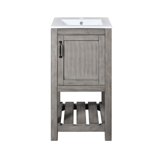 16" Bathroom Vanity Sink Combo for Small Space, Bathroom Sink Cabinet with Rectangular Ceramic Basin, Bathroom Vanities Cabinet with 1 Door and 1 Open Shelf Dweva