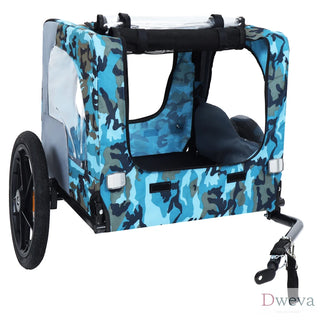 Outdoor Heavy Duty Collapsible Pet Bike Trailer with 16-Inch All-Terrain Wheels & Universal Hitch – Foldable Dog/Cargo Carrier Cart for Bicycles, blue, grey Dweva