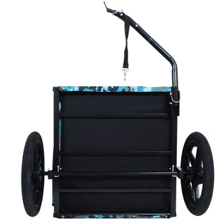 Outdoor Heavy Duty Collapsible Pet Bike Trailer with 16-Inch All-Terrain Wheels & Universal Hitch – Foldable Dog/Cargo Carrier Cart for Bicycles, blue, grey Dweva