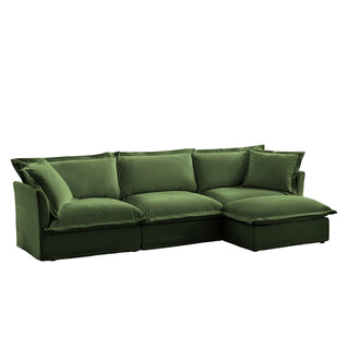 Slipcovered Fluffy Sofa - 3 Seat with Ottoman Dweva
