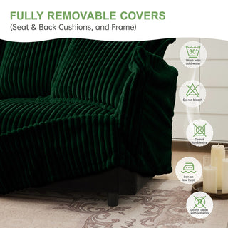 Slipcovered Fluffy Sofa - 4 Seat with 2 Ottoman Dweva