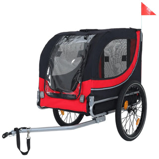 Large Folding Bike Trailer for Dogs – 66LB Capacity All-Terrain Pet Carrier, Durable Steel Frame for Cycling, Jogging, Camping & Outdoor Adventures, Black- Red Dweva
