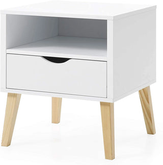 Mid-Century Modern Jeff Night Stand, End Table Bed Room Accent Side Table, White Dweva