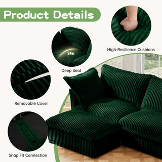 Slipcovered Fluffy Sofa - 2 Seat Dweva