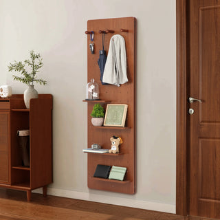 Wall Mounted Full Length Mirror, Full Body Mirror with Shelf, Full Body Mirror with Hook Wall Mounted Mirror with Multifunctional Design Panel, Bedroom/Living Room/Entrance Walnut (47.6*15.7in) Dweva