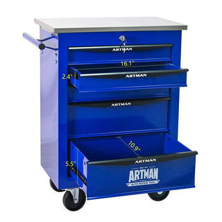 5 Drawers Multifunctional Tool Cart with Wheels,Metal Rolling Tool Cart Storage for Garage Workshop Warehouse Repair Shop--With Stainless Steel Roof- BLACK&BLUE Dweva