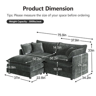 Harmony Luxury Deep-Seat Cloud Couch Dweva