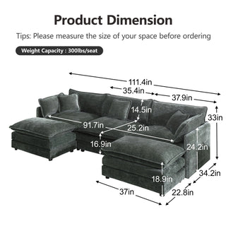 Harmony Luxury Deep-Seat Cloud Couch Dweva