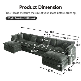 Harmony Luxury Deep-Seat Cloud Couch Dweva