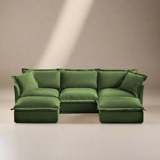 Slipcovered Fluffy Sofa - 3 Seat with 2 Ottoman Dweva