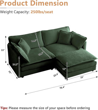 Kendall Chenille Deep-Seat Modular Sectional Sofa Dweva
