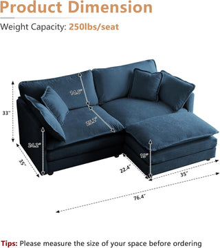 Kendall Chenille Deep-Seat Modular Sectional Sofa Dweva