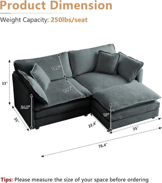 Kendall Chenille Deep-Seat Modular Sectional Sofa Dweva