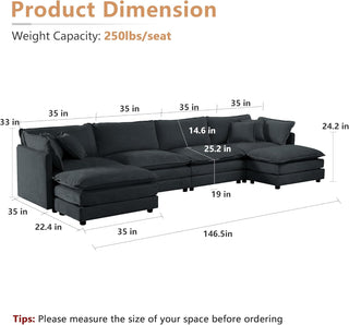 Kendall Chenille Deep-Seat Modular Sectional Sofa Dweva