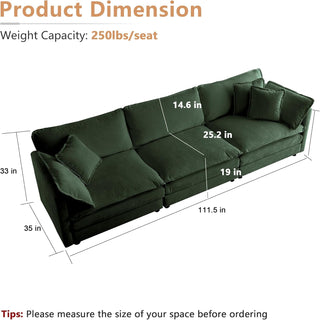 Kendall Chenille Luxury Deep-Seat Cloud Couch Dweva