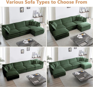 Kendall Chenille Deep-Seat Modular Sectional Sofa Dweva