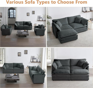Kendall Chenille Deep-Seat Modular Sectional Sofa Dweva