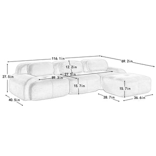 Cove Corduroy Modular Cloud Sectional Sofa Dweva