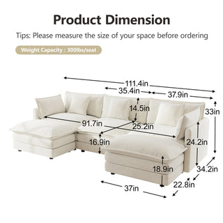 Harmony Luxury Deep-Seat Cloud Couch Dweva