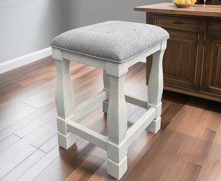 Light Grey MDF Cushion and White Oak Legs Living Room Stool Karo Home
