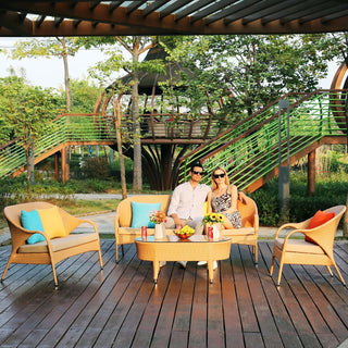 73.5" 5-Piece Yellow PE(Polyethylene)&Iron Outdoor Sofa Set